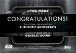 2020 Simon Paisley Day as General Quinn Topps Star Wars Masterwork AUTO AUTOGRAPH #A-SPD