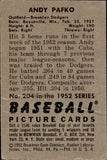 1952 Andy Pafko Bowman #204 Brooklyn Dodgers BV $40