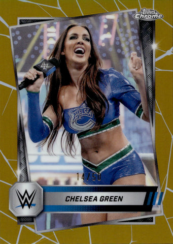 2025 Chelsea Green Topps Chrome WWE GOLD REFRACTOR 14/50 #104 Friday Night Smackdown