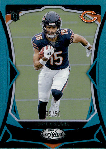 2024 Rome Odunze Panini Certified AQUA ROOKIE 39/50 RC #107 Chicago Bears