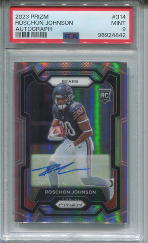 2023 Roschon Johnson Panini Prizm ROOKIE REFRACTOR AUTO AUTOGRAPH RC PSA 9 #314 Chicago Bears 4842