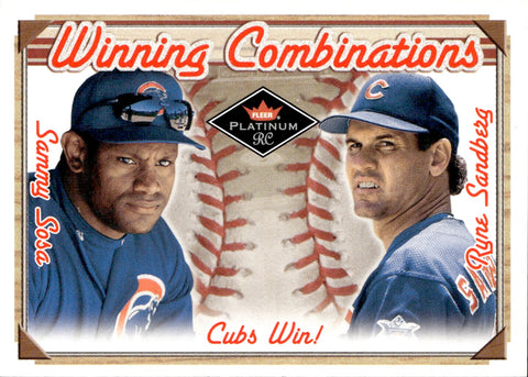 2001 Sammy Sosa Ryne Sandberg Fleer Platinum Winning Materials 273/500 #39 Chicago Cubs