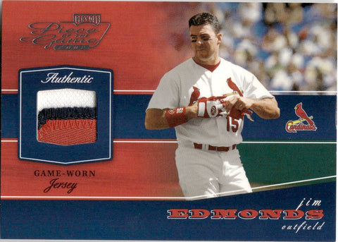 2002 Jim Edmonds Playoff PIECE OF THE GAME GAME-WORN JERSEY PATCH 3 COLOR #POG-35 St. Louis Cardinals