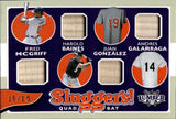 2024 Fred McGriff Harold Baines Juan Gonzalez Andres Galarraga Leaf Lumber SLUGGERS! QUAD BAT 15/15 RELIC Braves White Sox Rangers Rockies