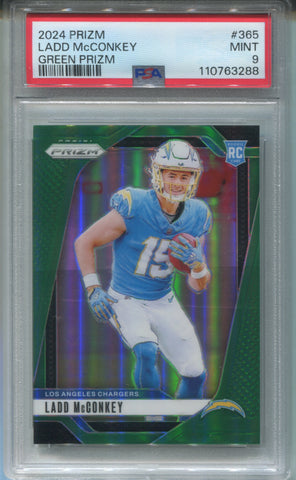 2024 Ladd McConkey Panini Prizm GREEN PRIZM PSA 9 #365 Los Angeles Chargers 3288