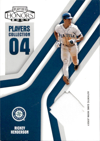 2004 Rickey Henderson Playoff Honors PLAYERS COLLECTION JERSEY 107/250 RELIC #PC-76 Seattle Mariners HOF