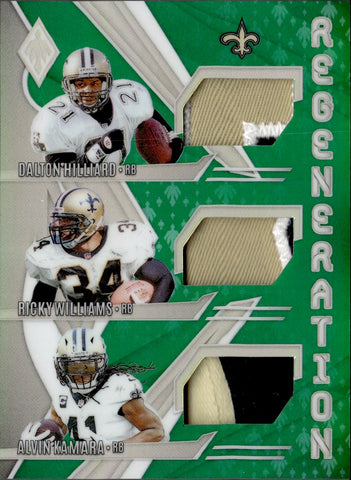 2024 Alvin Kamara Ricky Williams Dalton Hilliard Panini Phoenix REGENERATION GREEN TRIPLE PATCH 09/25 RELIC #R-NO New Orleans Saints