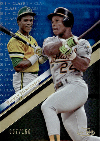 2019 Rickey Henderson Topps Gold Label BLUE CLASS 1 067/150 #72 Oakland A's HOF