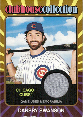 2024 Dansby Swanson Topps Heritage GOLD CLUBHOUSE COLLECTION JERSEY 40/99 RELIC #CCR-DS Chicago Cubs *NRMT Edges*