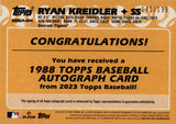 2023 Ryan Kreidler Topps ROOKIE 1988 DESIGN BLACK AUTO 141/199 AUTOGRAPH RC #88BA-RK Detroit Tigers