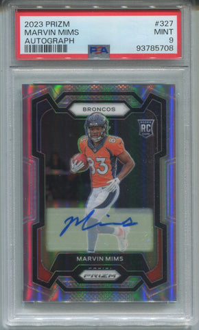 2023 Marvin Mims Panini Prizm ROOKIE REFRACTOR AUTO AUTOGRAPH RC PSA 9 #327 Denver Broncos 5708