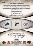 2007 Calvin Johnson Ted Ginn Jr. Dwayne Bowe Upper Deck CHIROGRAPHY TRIPLE ROOKIE AUTO 01/25 AUTOGRAPH RC #CT-JGB Lions Dolphins Chiefs