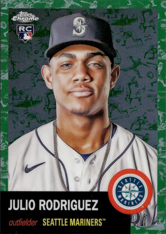 2022 Julio Rodriguez Topps Chrome Platinum TOILE WHITE GREEN REFRACTOR ROOKIE 03/99 RC #171 Seattle Mariners