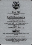 2014 Rabbit Maranville Panini Hall of Fame Baseball MAGENTA PRINTING PLATE 1/1 ONE OF ONE #26 Boston Braves HOF