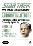 2011 Gabriel Damon as Jeremy Aster Rittenhouse The Complete Star Trek: The Next Generation Series 1 AUTO AUTOGRAPH #_GADA The Bonding