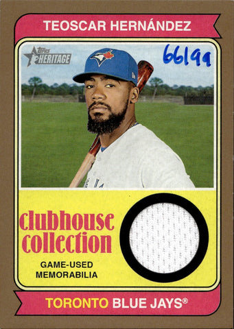 2023 Teoscar Hernandez Topps Heritage CLUBHOUSE COLLECTION RELIC GOLD JERSEY 66/99 Toronto Blue Jays #CCR-TH