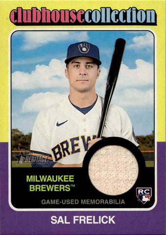 2024 Sal Frelick Topps Heritage CLUBHOUSE COLLECTION RELIC ROOKIE BAT Milwaukee Brewers #CCR-SF