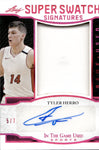 2024 Tyler Herro Leaf In the Game Used PINK FOIL SUPER SWATCH SIGNATURES JUMBO JERSEY AUTO 5/7 AUTOGRAPH RELIC #SWS-TH1 Miami Heat