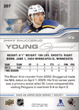 2025-26 Jimmy Snuggerud Upper Deck Series 1 ROOKIE YOUNG GUNS RC #207 St. Louis Blues 3