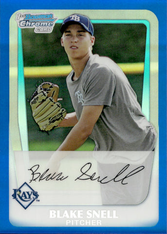 2011 Blake Snell Bowman Chrome Draft Propects BLUE REFRACTOR ROOKIE 034/199 RC #BDPP523 Tampa Bay Rays