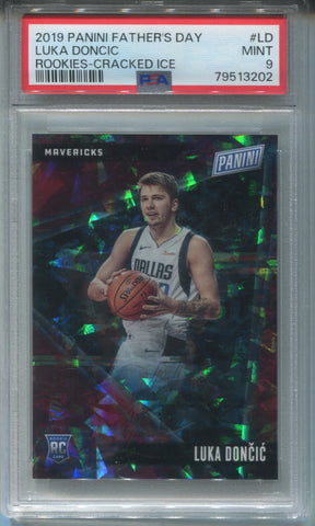 2019 Luka Doncic Panini Father's Day CRACKED ICE ROOKIE 17/25 RC PSA 9 #LD Dallas Mavericks 3202