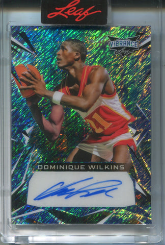 2023 Dominique Wilkins Leaf Vibrance AQUA SHIMMER AUTO 04/12 AUTOGRAPH #BA-DW1 Atlanta Hawks HOF
