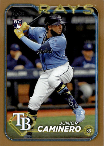 2024 Junior Caminero Topps Series 2 GOLD BORDER ROOKIE 1958/2024 RC #628 Tampa Bay Rays