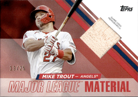 2024 Mike Trout Topps RED MAJOR LEAGUE MATERIAL BAT 13/25 RELIC #MLM2-MTR Anaheim Angels