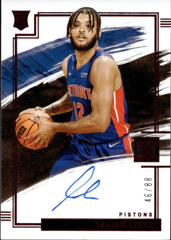 2021-22 Isaiah Livers Panini Impeccable RUBY RED ROOKIE AUTO 28/88 AUTOGRAPH RC #RA-ILI Detroit Pistons