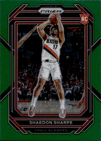2022-23 Shaedon Sharpe Panini Prizm GREEN ROOKIE Portland Trailblazers #250