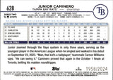2024 Junior Caminero Topps Series 2 GOLD BORDER ROOKIE 1958/2024 RC #628 Tampa Bay Rays