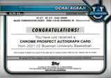 2021-22 Ochai Agbaji Bowman University Chrome 1ST BOWMAN REFRACTOR AUTO AUTOGRAPH #BCPA-OA Brooklyn Nets