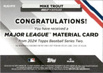 2024 Mike Trout Topps RED MAJOR LEAGUE MATERIAL BAT 13/25 RELIC #MLM2-MTR Anaheim Angels