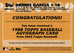 2023 Dermis Garcia Topps ROOKIE 1988 DESIGN AUTO AUTOGRAPH RC #88BA-DG Oakland A's