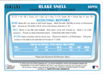 2011 Blake Snell Bowman Chrome Draft Propects BLUE REFRACTOR ROOKIE 034/199 RC #BDPP523 Tampa Bay Rays