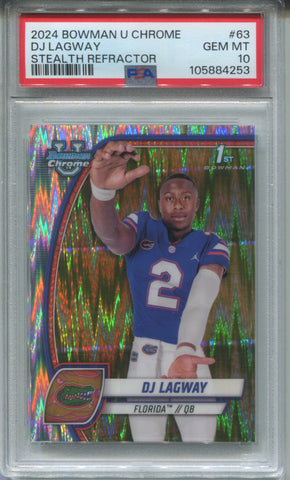 2024 DJ Lagway Bowman University Chrome 1ST BOWMAN STEALTH REFRACTOR PSA 10 #63 Florida Gators 4253