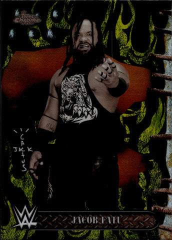 2025 Jacob Fatu Topps Chrome Cactus Jack BLACK & YELLOW REFRACTOR #48