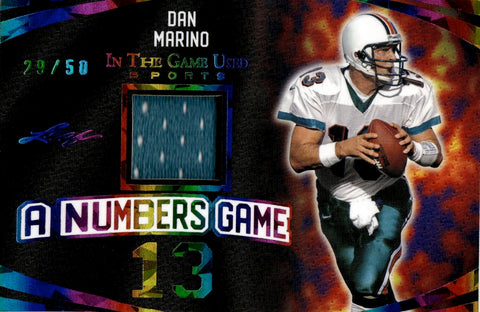 2024 Dan Marino Leaf In the Game Used RAINBOW FOIL A NUMBERS GAME JERSEY 29/50 RELIC #ANG-06 Miami Dolphins HOF