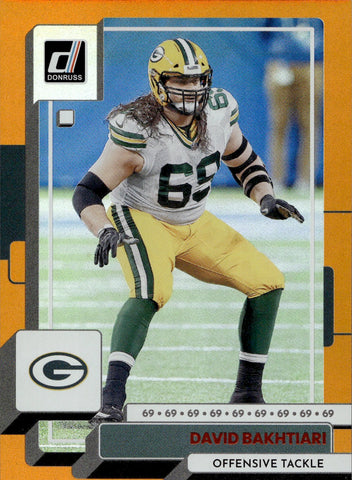 2022 David Bakhtiari Panini Donruss JERSEY NUMBER 4/69 Green Bay Packers #96