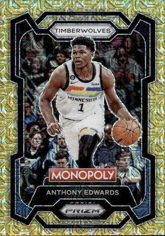 2023-24 Anthony Edwards Panini Prizm Monopoly MILLIONAIRE GOLD MOJO PRIZM 250/500 #52 Minnesota Timberwolves