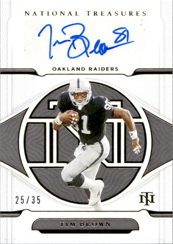 2021 Tim Brown Panini National Treasures GOLD AUTO 25/35 AUTOGRAPH #S-TIB Oakland Raiders