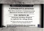 2012 Cal Ripken Jr. Topps Series 1 HISTORICAL STITCHES PATCH Baltimore Orioles #HS-CR