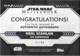 2020 Neal Scanlan Autograph Topps Star Wars Masterwork BEHIND THE SCENES BSA-NC 27/50 RAINBOW FOIL AUTO