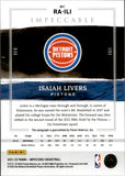 2021-22 Isaiah Livers Panini Impeccable RUBY RED ROOKIE AUTO 58/88 AUTOGRAPH RC #RA-ILI Detroit Pistons