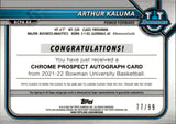 2021-22 Arthur Kaluma Bowman University Chrome 1ST BOWMAN GREEN REFRACTOR AUTO 77/99 AUTOGRAPH #BCPA-AK Los Angeles Lakers