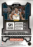 2023-24 Anthony Edwards Panini Prizm Monopoly MILLIONAIRE GOLD MOJO PRIZM 250/500 #52 Minnesota Timberwolves