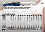 2020 Freddie Freeman Topps Series 2 SP VARIATION #549 Atlanta Braves