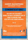 2018 Sandy Alcantara Topps Big League ROOKIE REPUBLIC AUTO AUTOGRAPH RC #RR-SA Miami Marlins