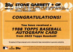 2023 Stone Garrett Topps Series 1 ROOKIE 1988 TOPPS AUTO AUTOGRAPH RC #88BA-SG Arizona Diamondbacks