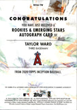 2020 Taylor Ward Topps Inception ROOKIES & EMERGING STARS AUTO 021/220 AUTOGRAPH #RESA-TW Anaheim Angels